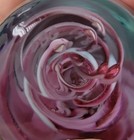 Obg Ornamental Hand Blown Art Glass Paperweight Egg 1988 Signed Pink Swirl 2 75   