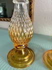 Rare Set Of Two Vintage Diamond Star Clear   Amber Glass Candle Holder
