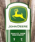 John Deere Quality Farm Tractor Large 18  Metal Thermometer Tin Sign Barn New