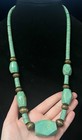 Old Native American Handmade Graduated Turquoise Brass Necklace 123 Grams