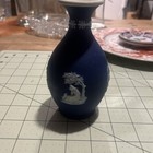 Vintage Wedgwood Portland Cobalt Blue Jasperware Bud Vase Craft As-is Chipped 5 