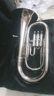 Euphonium  3 Valve Horn Of Pure Brass In Silver Chrom Polish case Box  Free Ship