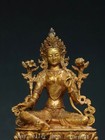 8 2   Old Tibet Buddhism Bronze Gilt Green Tara Mahayana Goddess Buddha Statue