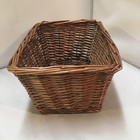 Wicker Storage Basket Home Decor Medium Brown Rectangle Woven Farmhouse Cottage