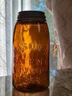 Original Near Attic Shaded Deep Golden Amber Mason s 1858 Quart Fruit Jar Nice