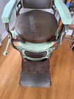 Antique Barber Shop Chair Koken Paidar Cast Barbershop 1900s Seat Vtg Teal Green
