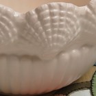 Vintage 1982 Fitz   Floyd Ceramic Scalloped Shell Basket Planter Beach Cottage