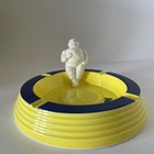 Vintage Michelin Bibendum    bib Ash Tray Ii    Yellow Blue Ashtray With Figure Rare