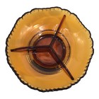 Vintage Farber Bros  Krome Kraft Amber Dish Bowl Glass Chrome 3 Divided Candy