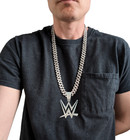 Wwe Gem Necklace Silver Bling Pro-wrestling Logo Hip Hop Pendant   28  Chain