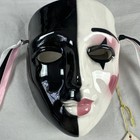 Vintage About Face Clay Art Ceramic Wall Mask Black Pink New Orleans Masquerade