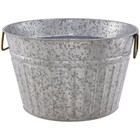 Galvanized Round Beverage Tub Ice Cold Drink Container W  Handles 15in New