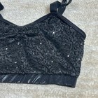 Balera Bralette Womens M Black Sequin Sparkle Lined Crop Top Dancewear Shiny