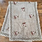 Vtg Austrian   belh  r Linen Blend Table Runner Lace Trim Floral Embroidery