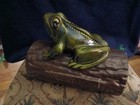 Rare Antique Money Log Bank Frog Coin Bank Ceramic Ceramic