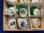 Dozen Vintage Czech Hand Blown Glass Clock And Frowny Face Ornaments