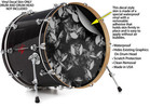 Vinyl Skin Decal Wrap Fits 22  Bass Kick Drum - Skulls Confetti White