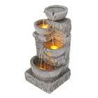 Cascading Water Fountain 3 Tier Rustic Outdoor Yard Garden Waterfall Patio Decor