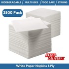 500 White Paper Napkins 30cm 1-ply White Serviettes For Restaurants  Bbqs  Party