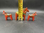 3 Vintage Scandinav Swedish Dala Horse Red Hand Painted Wooden Folk Art 3   