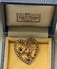Antique Victorian Rose Gold Filled Hand With Flowers Heart Brooch - As Found