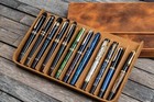 Galen Leather Magnum Opus 12 Slots Hard Pen Case In Crazy Horse Brown - New