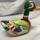 Vintage Japan Tin Litho Quacking Duck Toy W  Original Box Friction Powered