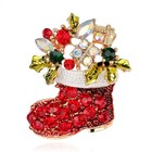 Christmas Brooch Pin Rhinestone Santa Snowman Reindeer Penguin Festive Gift