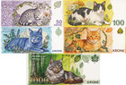 Iceland 50 100-1000 Leonor Banknote Brandnew Comm  Tabby Cat Edition Unc Set 5