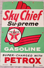 Original 1960 Sky Chief Su-preme Texaco Petrox Porcelain Sign 18  X 12 