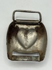 Vintage Metal Heart Horse Harness Buckle Cover Rosette 1 75    X 2 5    Primitive