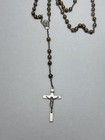 Vintage Di Roma Brass Rosary Necklace Crucifix Catholic Signed Religious