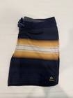 Quiksilver Pacifico Board Shorts Size 38 Navy Yellow White Drawstring