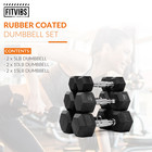 60 Lb Rubber Hex Dumbbell Set With Ergonomic Handles  Pair Of 5lb  10lb   15lb 