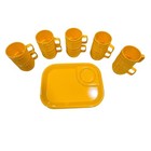 Vintage Rubbermaid Yellow Plastic Mugs   Snack Plates Set Of 15 Picnicware