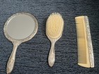 Vintage International Silver Co 3-pc Vanity Dresser Set Mirror Brush Comb Box