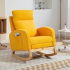 Nursery Rocking Chair With Adjustable Footrest  Upholstered Armchair Solid Wood