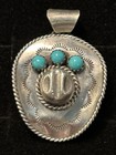 Navajo Handmade Cowboy Hat Pendant By Artist Bobby Platero   Running Bear