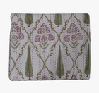 Indian Hand Block Print Quilt Kantha Bedspread Throw Cotton Blanket King Gudari