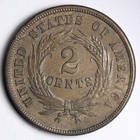 1865 Rev Die Crack Two Cent Piece Choice Bu  uncirculated  Ms E215 Jalm