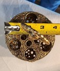 Vintage Vanity Jewelry Gold Tone Metal With Pearl Deco Lipstick  eyeliner Holder