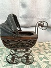 Vintage Wicker Ratan Baby Doll Carriage Buggy Stroller Home Decor Collectible  