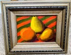 Dee Feliz Miller Oil Paintings Pair    mixed Fruit         three Pears    Framed 11 5x10