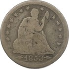 1853 25c Liberty Seated Quarter W arrows Love Token  tag 