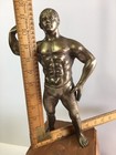 Rare 1950s Mid-century Body Building Trophy Bronx  Ny Bronze Figure   Base 19 5   