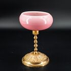 Rare Antique French Pink Opaline Glass Mounted Goblet Ring Holder