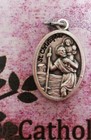 Saint St Christopher   Pray For Us - Ox Die Cast Silver Tone Italian 1   Medal 