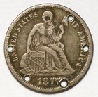 1877 10c Seated Liberty Silver Dime - Love Token - Engraved Reverse