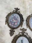 Lot Of 3 Vintage Metal Ornate Small Oval Floral Picture Frames Italy 6 x4  
