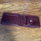 Vintage Hand Stitched Handmade Real Leather Billfold Wallet Mahagony